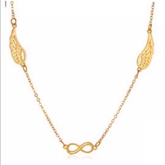 Necklace Zinc Allow Wings and Infinity Chic - Picture 1 of 5